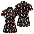 Cute Snowman Golf Pose Black Golf Shirt, Christmas Golf Shirt, Ladies Golf Shirts, Golf Gifts For Women