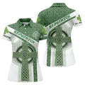 St Patrick's Day Celtic Knotwork Pattern Shamrock Golf Shirt, Women's Golf Tops, Ladies Golf Polos