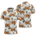 Tropical Palm Trees and Frosty Beer Mug Hawaiian Golf Polo, Golf Tops For Men, Golfing Apparel