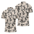 Minimalist Botanical Disc Golf Polo Shirt, Mens Golf Polo, Golf Shirts For Men