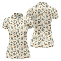 Vintage Bourbon Whiskey Golf Pattern Polo Shirt, Golf Shirts For Women, Women's Golf Apparel