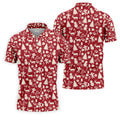 Gingerbread Man Christmas Pine Tree Candy Canes Red And White Polo Shirts For Men, Christmas Golf Shirt