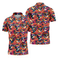 Tropical Corgi Floral Pattern Hawaiian Golf Polo, Golf Tops For Men, Golfing Apparel