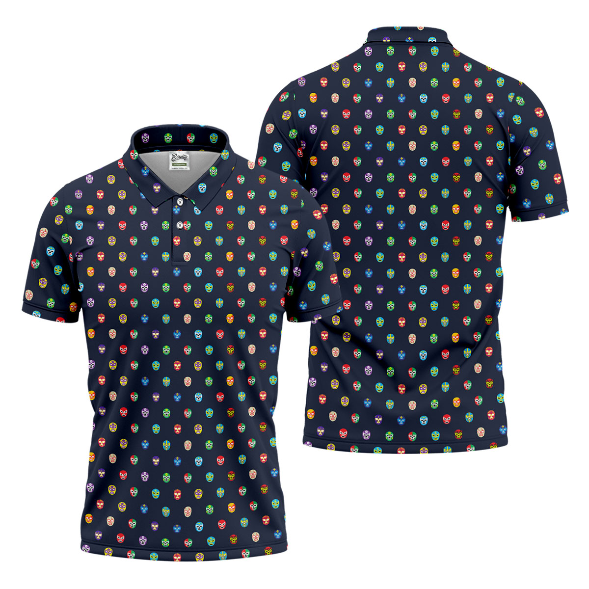 Lucha Libre Mask Seamless Pattern Cinco De Mayo Celebration Fiesta Themed Golf Shirts For Men