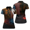 Native Heritage Red & Blue Women's Golf Tops, Native American Ancestry Ladies Golf Polos, Indigenous Peoples Month