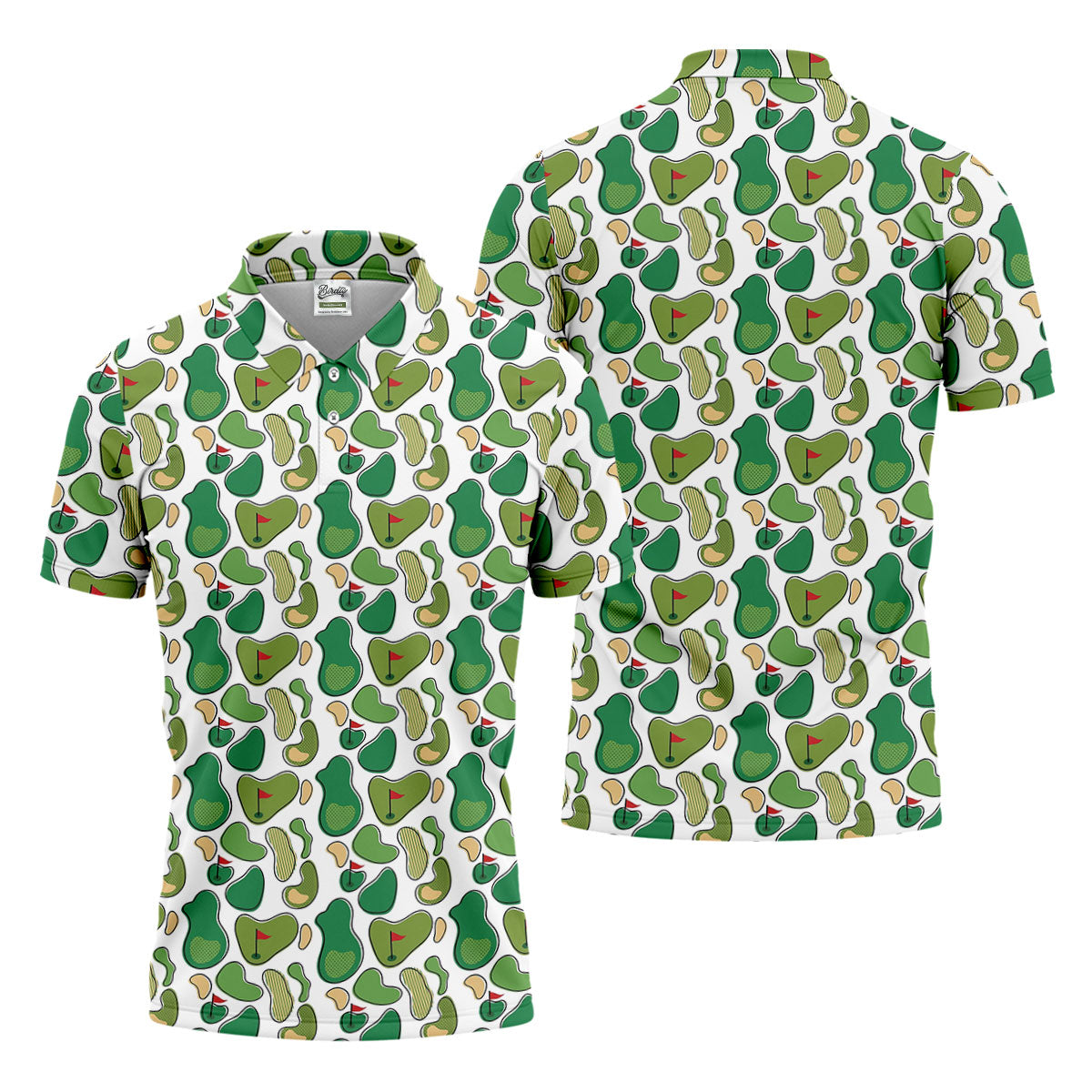 Mini Golf Course Seamless Pattern Men's Golf Polo Shirts, Performance Golf Polos, Golf Shirts For Men