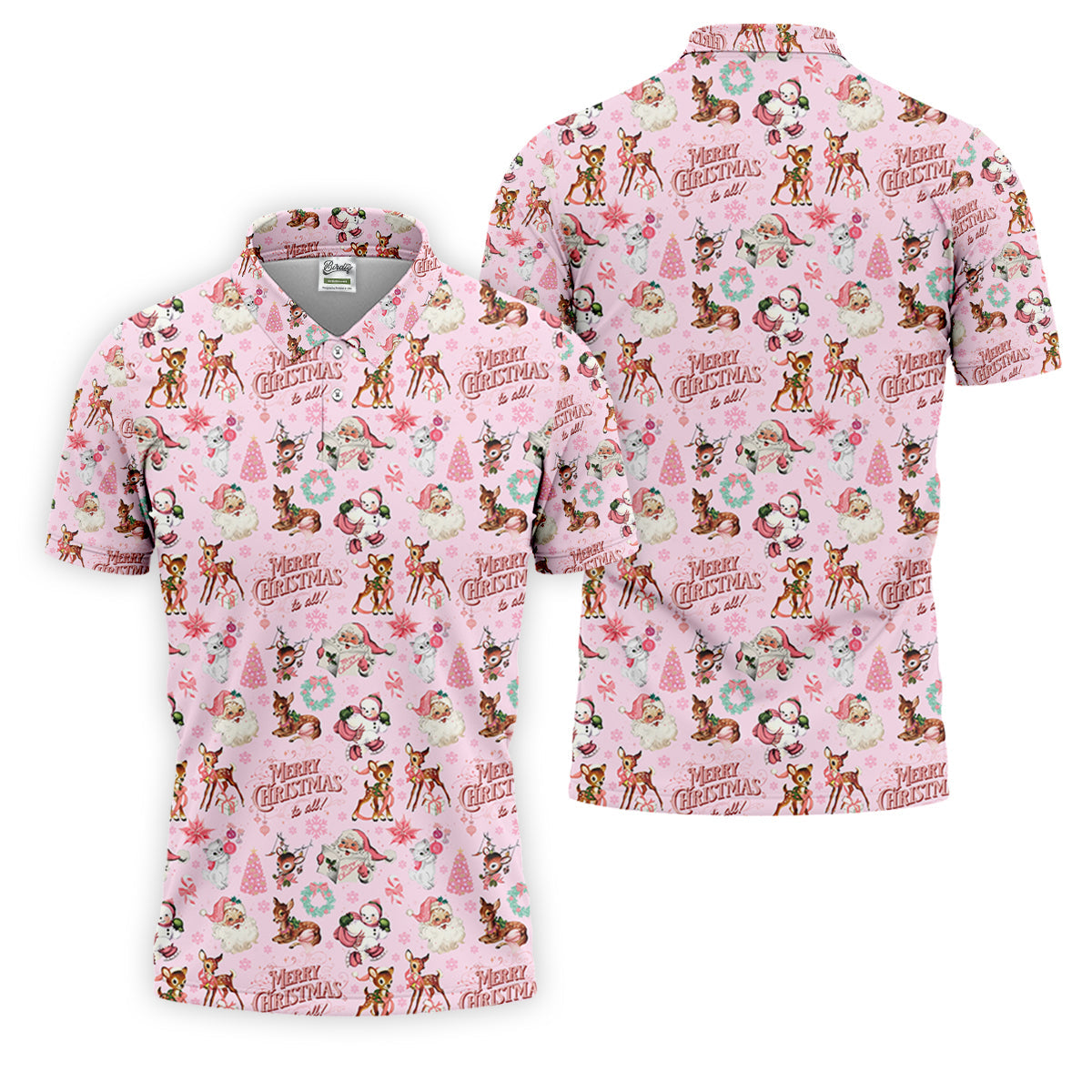 Festive Santa Pink Merry Christmas Golf Tops For Men, Christmas Golf Shirt, Men Golf Apparel