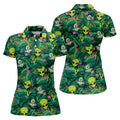 UFO and Alien Tropical Forest Hawaiian Golf Polo, Golf Tops For Women, Golfing Apparel
