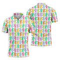 Colorful Easter Bunny White Golf Shirt, Cute Golf Outfit, Golf Shirts For Men, Golf Gift For Men
