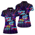 80s Retro Party Golf Shirt, Neon Synthwave Sunset Pattern, Golf Shirt For Women