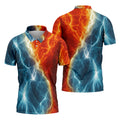 Lightning Fire And Ice Split Golf Polo Shirt, Golf Shirts For Men, Mens Golf Polo