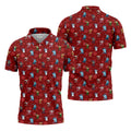 Funny Christmas Characters Golf Pose Red Golf Shirt, Christmas Golf Shirt, Polo Shirts For Men