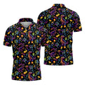 Neon Dinosaur Tropical Theme Hawaiian Golf Shirt, Polo Shirts For Men, Golfing Apparel