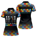 It's Ok To Be Different Women Polo Shirt, Autism Awareness Puzzle Pattern Black Fade Golf Shirts For Women, Autism Golf Shirt
