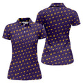 Purple Gravestone Bat Halloween Pattern Polo Shirt, Golf Polo For Women, Ladies Golf Top