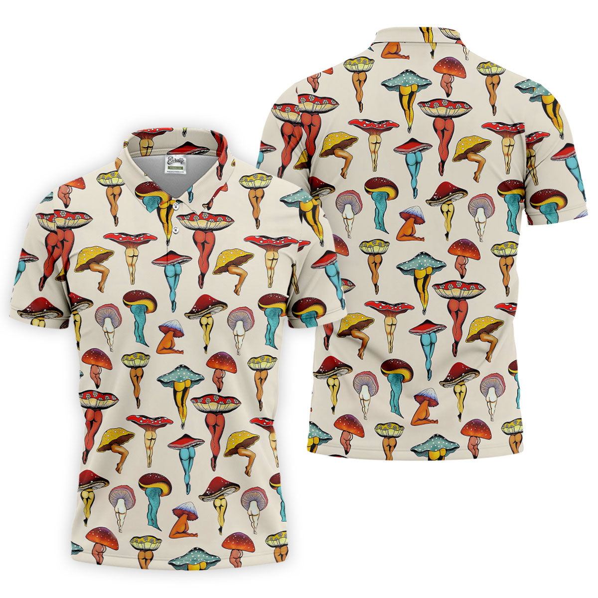 Funny Mushroom Legs Pattern Golf Polo Shirt, Printed Golf Shirts, Golf Polo Shirts For Men