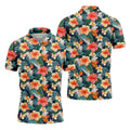 Large Hibiscus Flowers Tropical Vibe Golf Tops For Men, Hawaiian Golf Shirts, Polo Shirts For Men