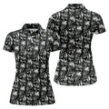 Dark Grim Reaper Skull Pattern Golf Polo Shirt, Women's Golf Polo, Ladies Golf Tops