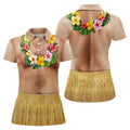 Floral Lei Tropical Theme Party Fun Women's Golf Shirts, Hawaiian Golf Shirt, Ladies Golf Polos