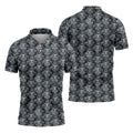 Skull Damask Charcoal Grey Gothic Floral Golf Tops For Men, Polo Shirts For Men, Golf Shirts For Men