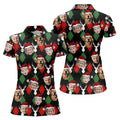 Custom Face Red And Green Argyle Pattern Christmas Women's Golf Tops, Ladies Golf Shirts, Christmas Golf Gift