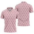 Pink T-Rex Dinosaur Golfer Pattern Golf Polo Shirt, Golf Shirts For Men, Mens Golf Apparel