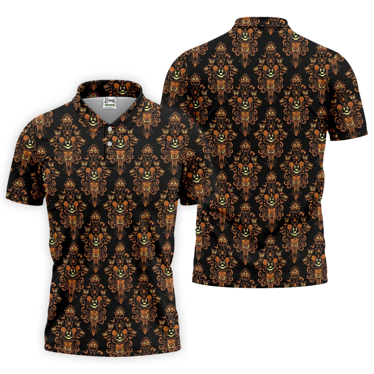 Haunted Face Wallpaper Halloween Golf Polo Shirt, Golf Polo For Men, Golf Apparel Shirt