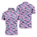 Shark Pattern Hawaiian Golf Shirt, Pink Golf Shirt, Polo Shirts For Men, Golfing Apparel