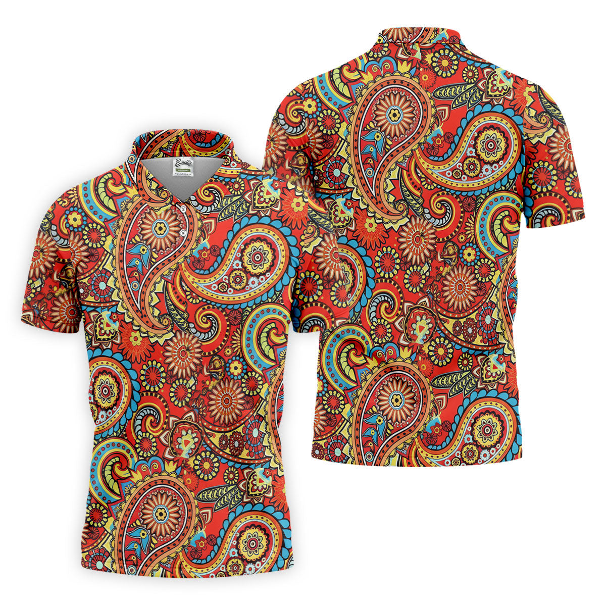 Paisley Design Golf Tops For Men, Boho Pattern Golf Shirts For Men, Polo Shirts For Men