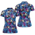 Funny Opossum Blue Purple Hawaiian Golf Shirt, Tropical Theme Golf Shirt For Women