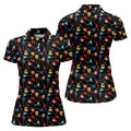 Guitar Pattern Hawaiian Golf Shirt, Music Lover Women's Golf Tops, Ladies Golf Shirts