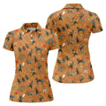 Vintage Black Cat Halloween Pattern Polo Shirt, Golf Shirts For Women, Womens Golf Tops