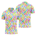 Pastel Easter Peeps Daisy Pattern Golf Shirts For Men, Cute Golf Outfit, Polo Shirts For Men