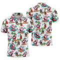 Surfing Santa Tropical Christmas Golf Shirt, Christmas Golf Shirt, Golf Apparel For Men