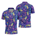 Neon Tropical Raccoon Cocktail Pattern Hawaiian Golf Shirt, Men's Golf Shirt, Polo Shirts For Men