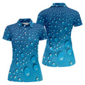 Rain Drops Blue Golf Shirt, Women's Golf Tops, Ladies Golf Shirts, Women's Golf Shirts