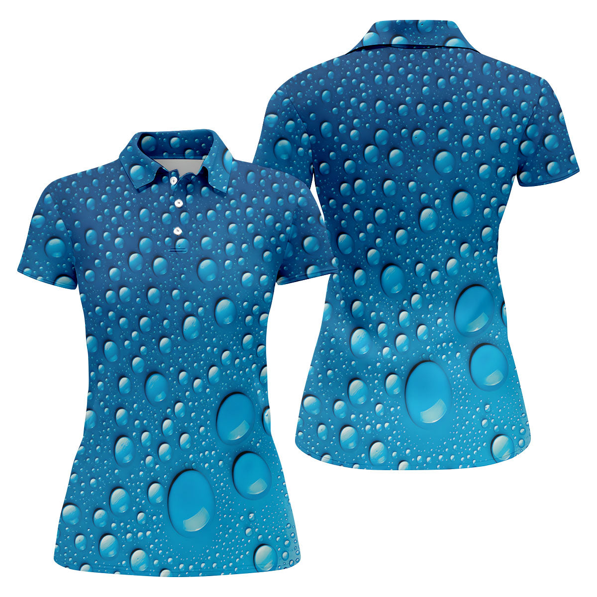 Rain Drops Blue Golf Shirt, Women's Golf Tops, Ladies Golf Shirts, Women's Golf Shirts