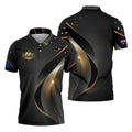 Australian Coat Of Arms Black And Gold Gradient Golf Tops For Men, Polo Shirts For Men