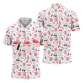 Par Then Bar Flamingo Golf Shirt, Tropical Party Polo Shirts For Men, Golf Shirts For Men