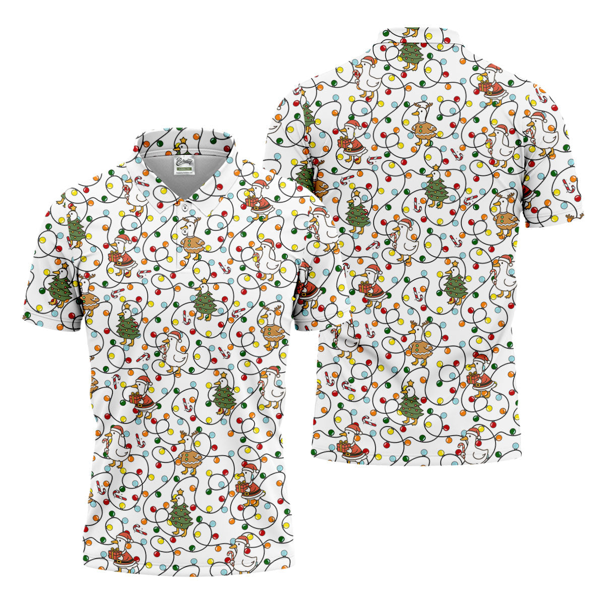 Funny Duck Merry Xmas White Golf Shirts, Gifts For Golf Lovers, Polo Shirts For Men, Golfing Apparel