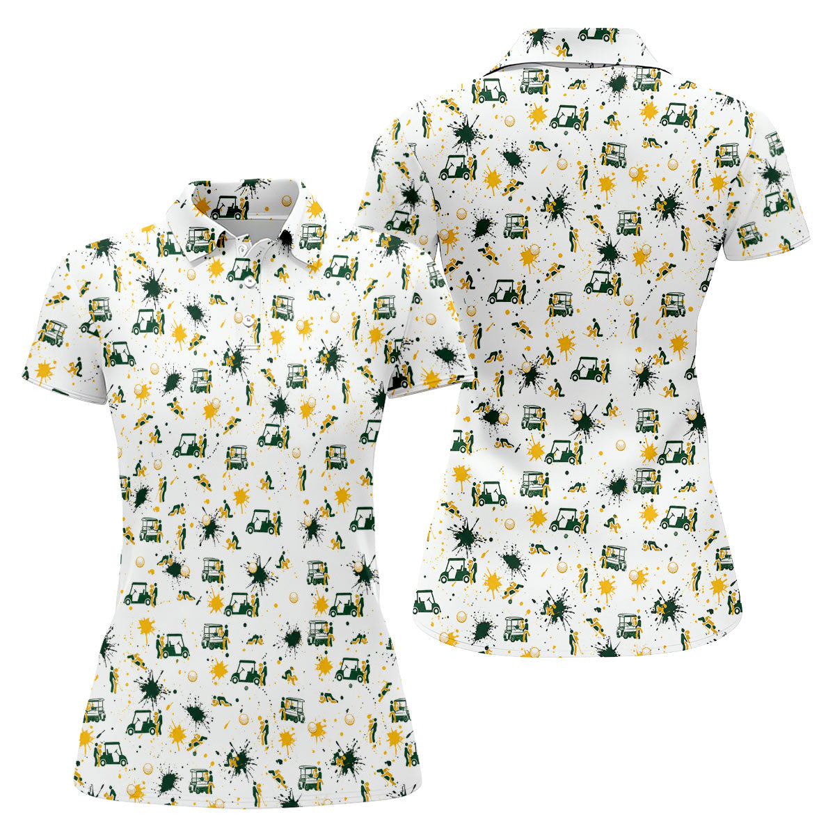 Funny Golf Cart Adult Humor Pattern Polo Shirt, Golf Shirts For Women, Women's Golf Apparel