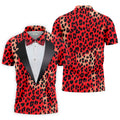 Red Leopard Funny Costume Hawaiian Golf Shirt, Polo Shirts For Men, Golf Shirts For Men