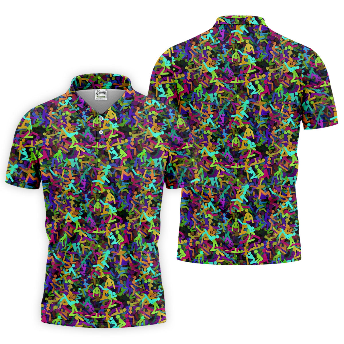 Colorful Abstract Golf Pattern Polo Shirt, Mens Golf Shirts, Hawaiian Golf Shirt