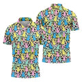 Pastel Easter Bunny Leopard Print Polo Shirt, Mens Golf Apparel, Hawaiian Golf Shirt, Printed Golf Shirts