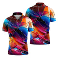Colorful Broken Glass Abstract Golf Polo Shirt, Golf Shirts For Men, Printed Golf Shirts