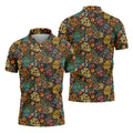Colorful Sugar Skull Halloween Polo Shirt, Golf Shirts For Men, Golf Apparel For Men