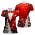 Snow Pine Tree Black And Red Christmas Women Golf Top, Christmas Golf Shirt, Ladies Golf Tops