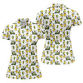 Funny Duck And Golf Cart Pattern Polo Shirt, Womens Golf Polo, Golf Apparel For Women