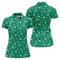 Stick Figure Golf Pose St Patrick's Day Shamrock Green Golf Shirt, Women's Golf Tops, Ladies Golf Polos