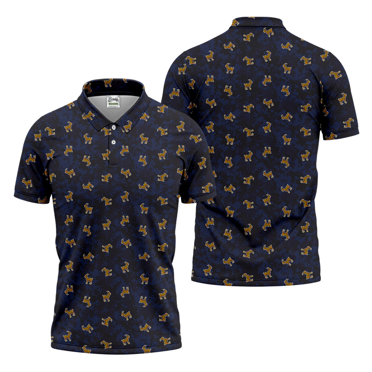 Tiger Goat Digital Camouflage Funny Golf Shirt, Polo Shirts For Men, Golf Shirts For Men
